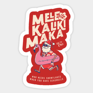 Mele Kalikimaka Funny Santa Flamingo Christmas Getaways Sticker